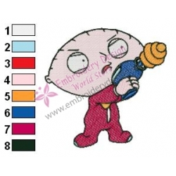 Stewie Playing Time Family Guy Embroidery Design